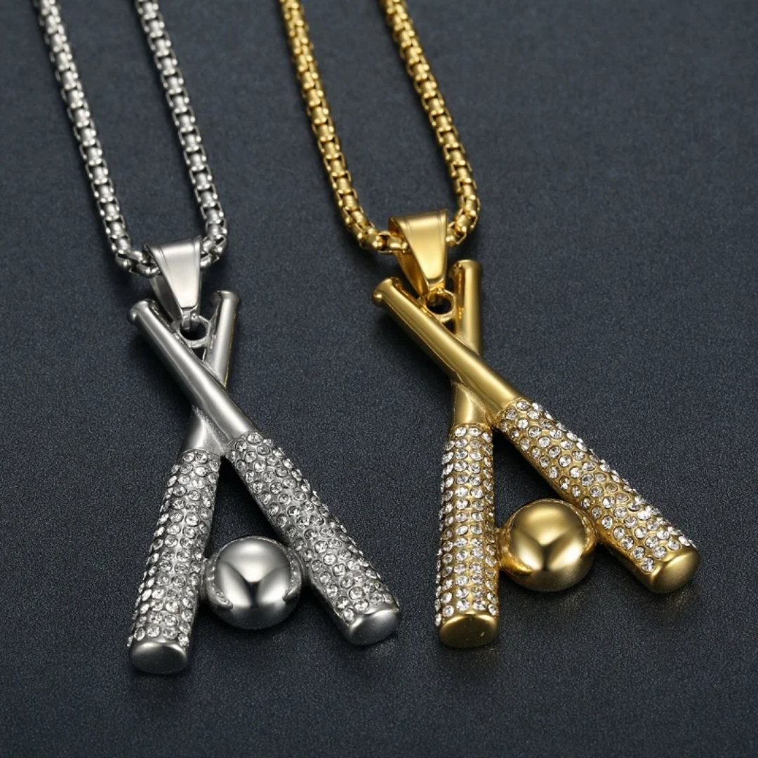 1117 Silver Tone Stainless Steel Baseball Bat Pendant