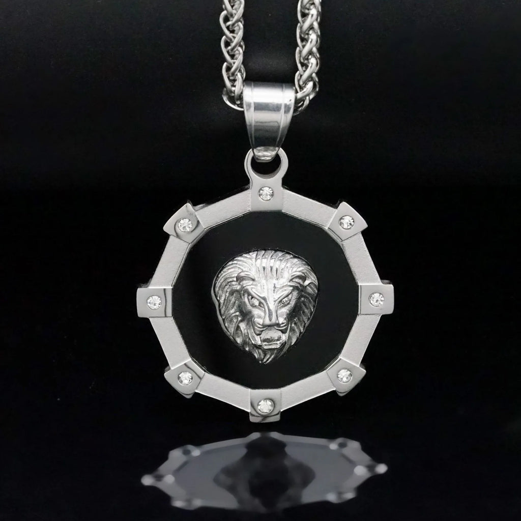 1121 Stainless Steel Iced Lion Head Pendant