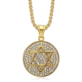 1071 Iced Star of David Rhinestone Pendant – Gold-Plated Stainless Steel