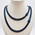 7006 |L| Blue Plated Stainless Steel Matte Cuban Link Chain