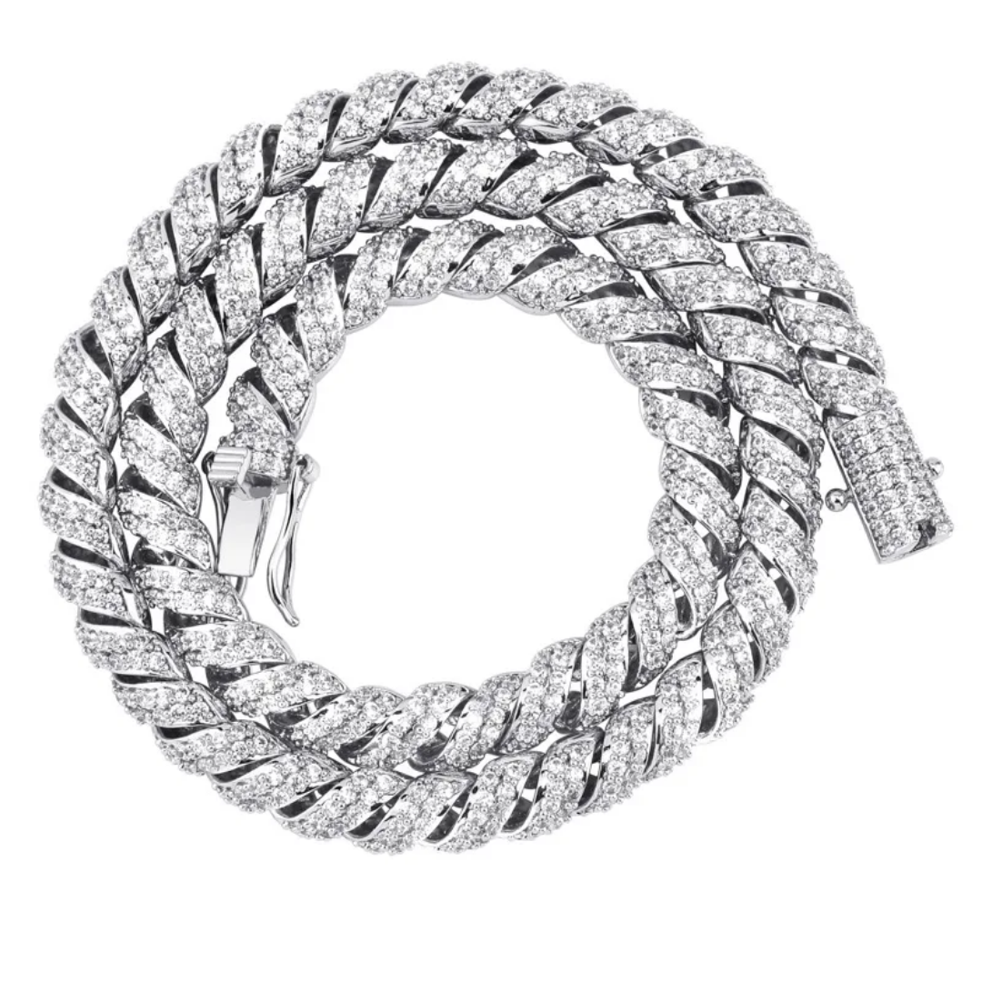2015 |H| Brass 3A+CZ Twist Chain Bracelet | Gold-Plated or Silver-Plated