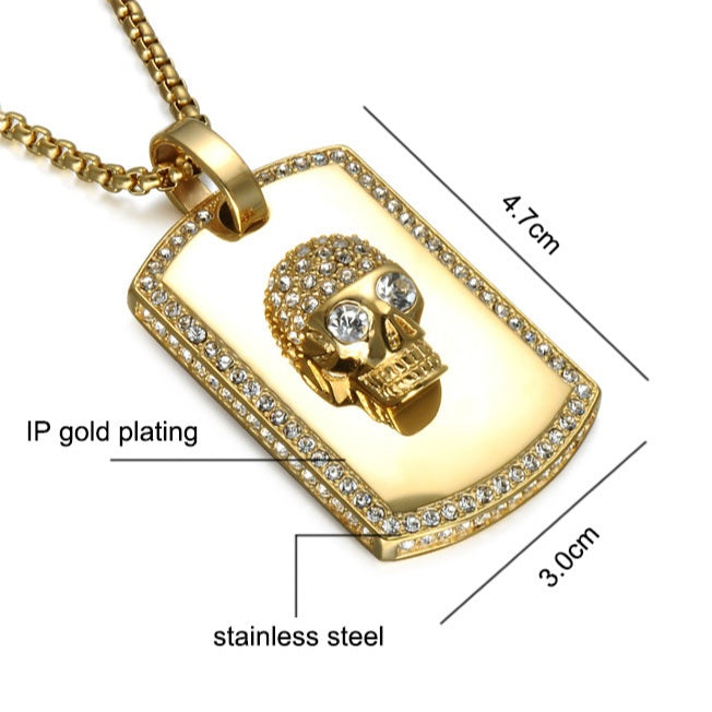 1085 Skull Unisex Pendant – PVD Gold-Plated 304 Stainless Steel