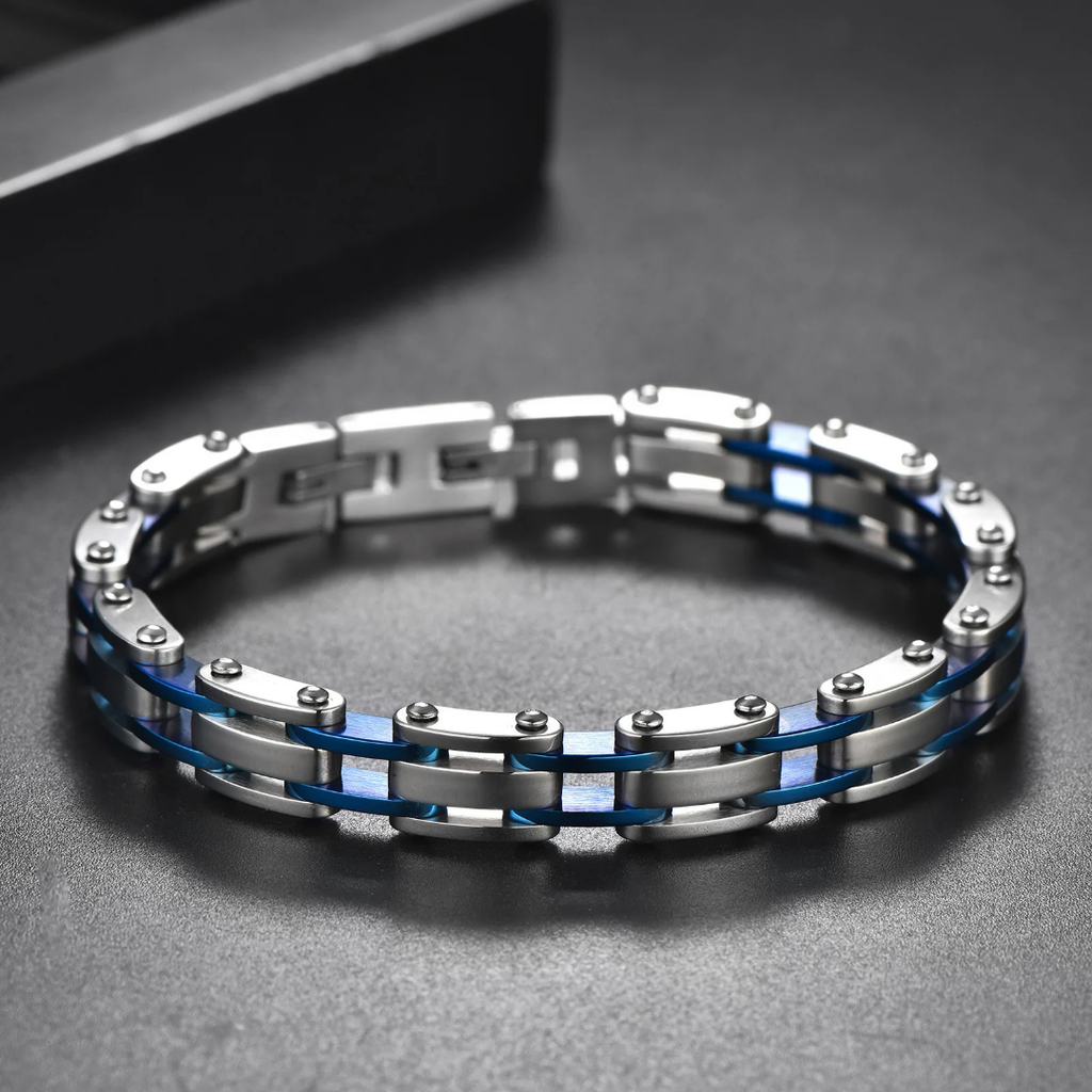 2016 |M| 316 Stainless Steel Two-Tone Geometric Link Bracelet | 8.5 in