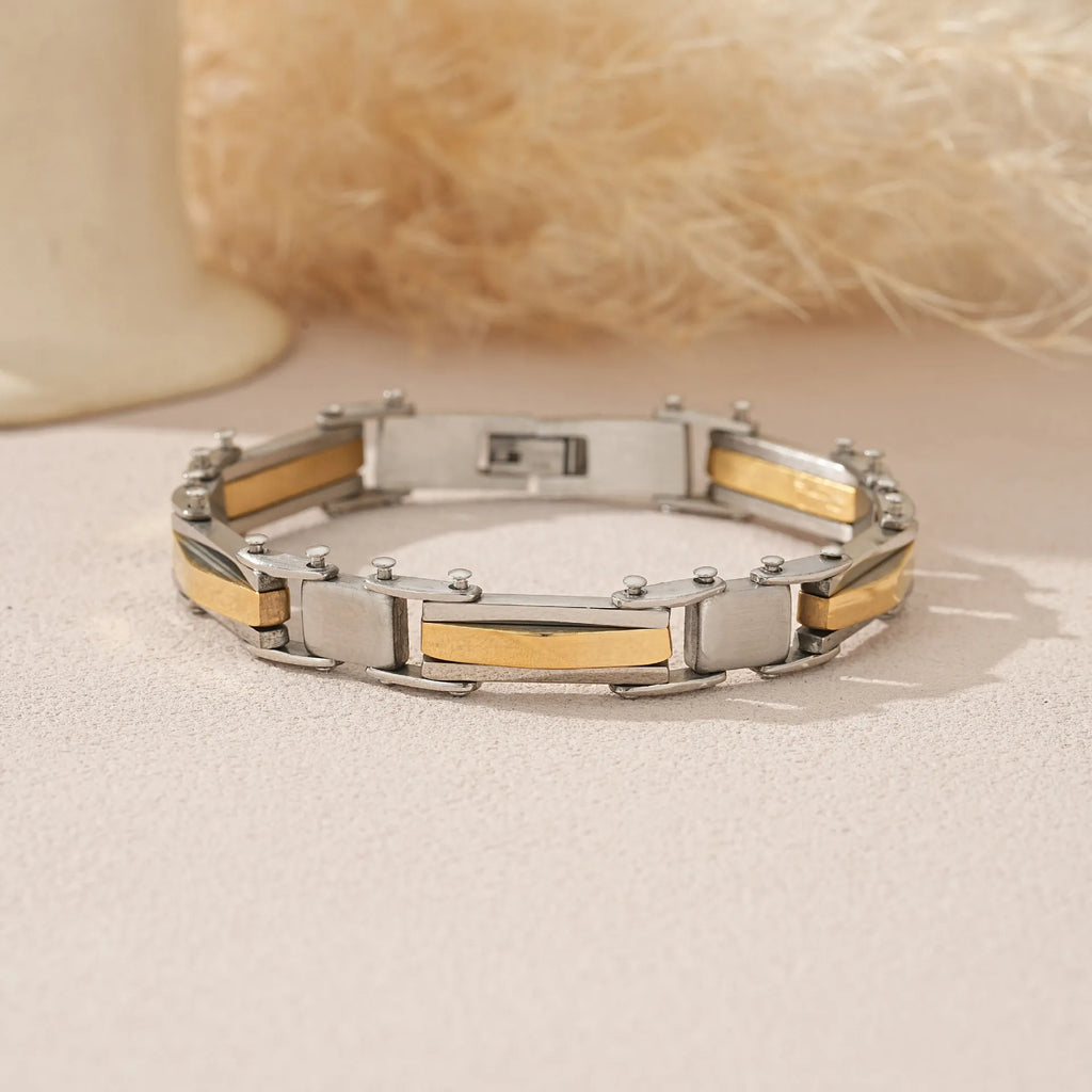 2004 |M| Multi-Layer Stainless Steel Geometric Bracelet