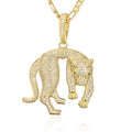1098 Gold-Plated Leopard CZ Pendant – Brass, Unisex