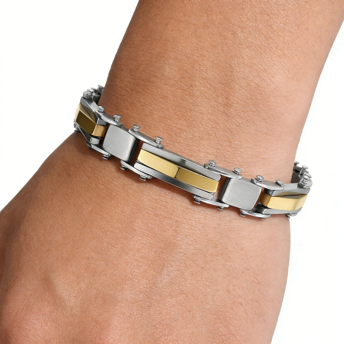 2004 |M| Multi-Layer Stainless Steel Geometric Bracelet