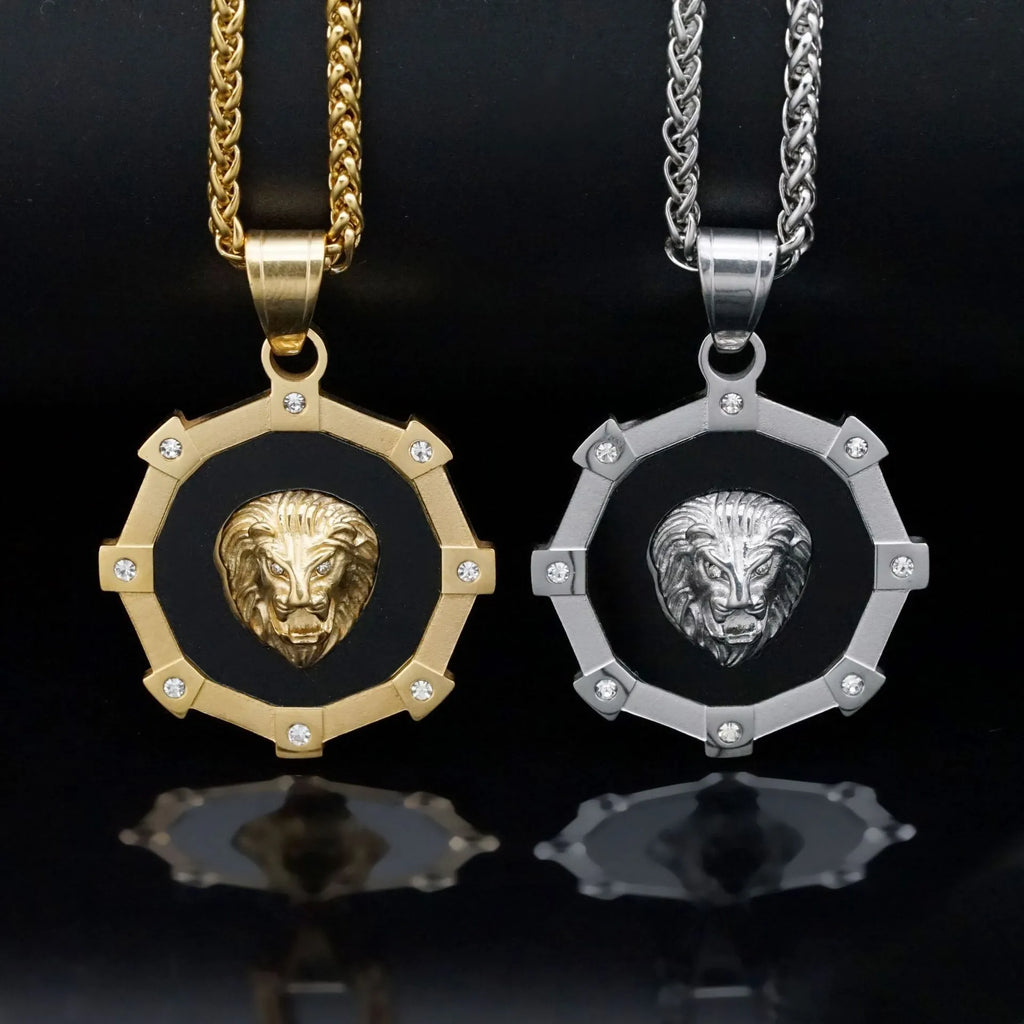 1121 Stainless Steel Iced Lion Head Pendant