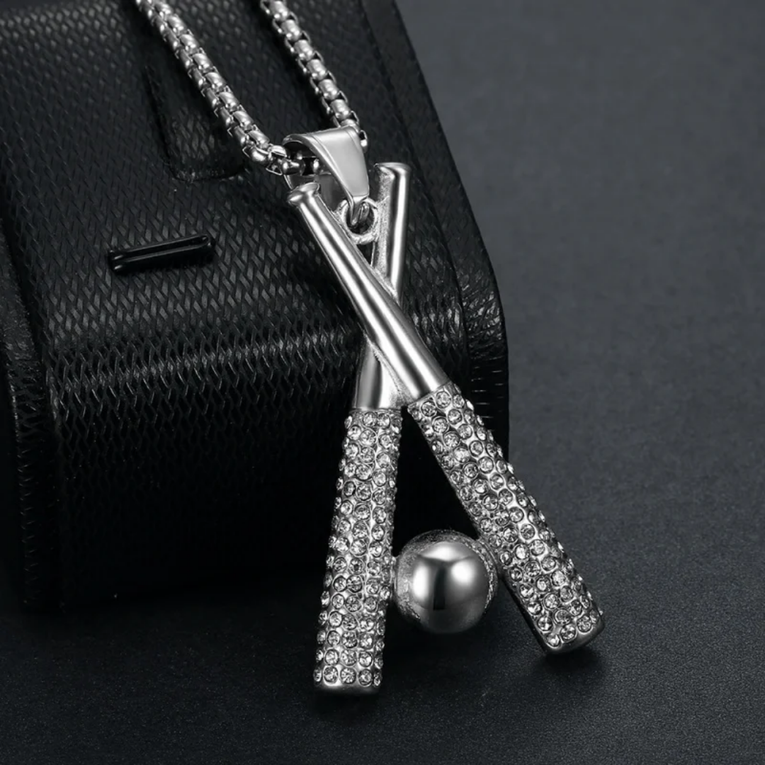 1117 Silver Tone Stainless Steel Baseball Bat Pendant