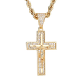 1146 |O| Brass Iced Out Jesus Crucifix Cross Pendant | Gold-Plated