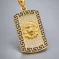 1102 Gold-Filled Greek ID Tag Lion CZ Pendant – Brass