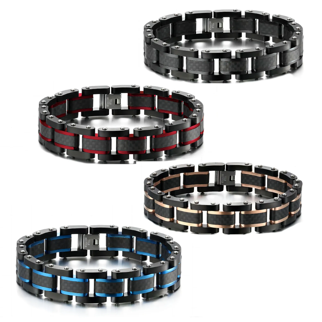 2001 |M| Stainless Steel & Carbon Fiber Link Bracelet