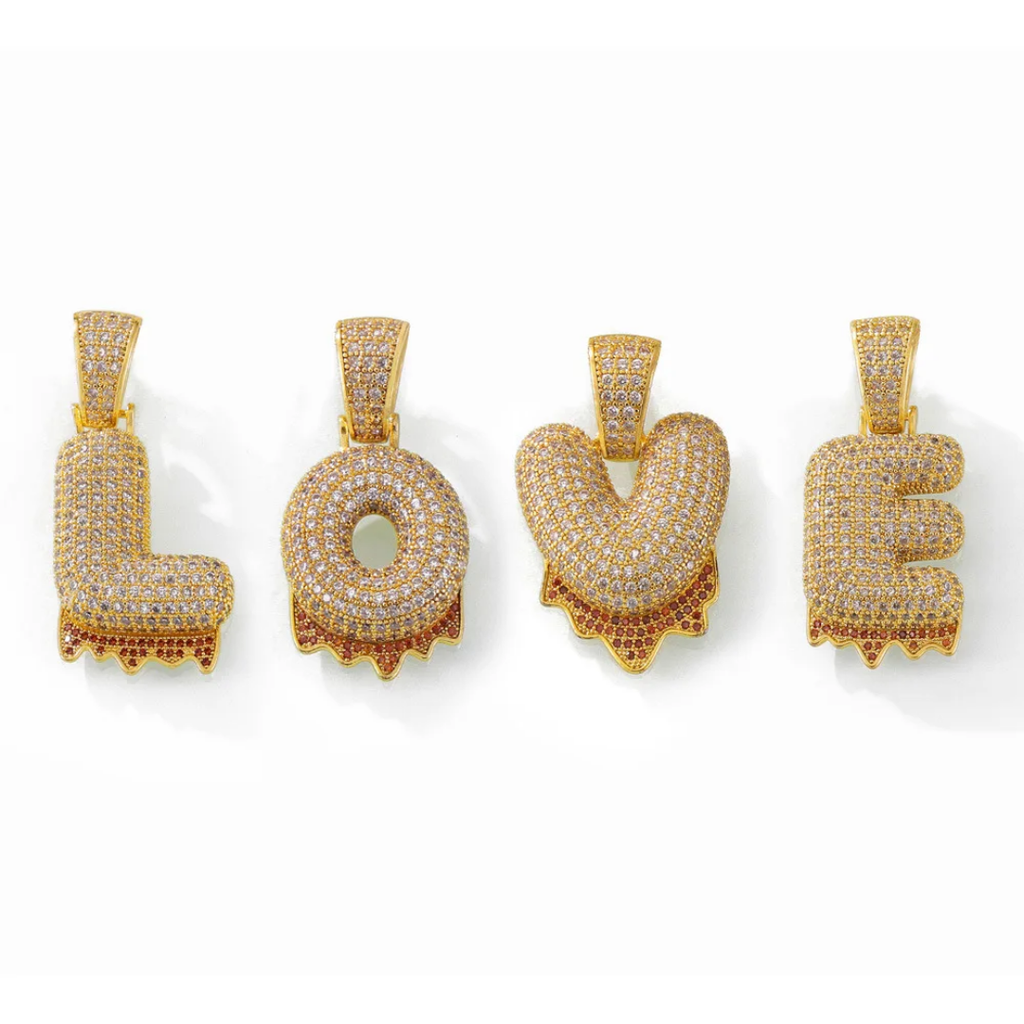 1058 HQ Iced Letter G CZ Pendant – Gold-Plated Brass