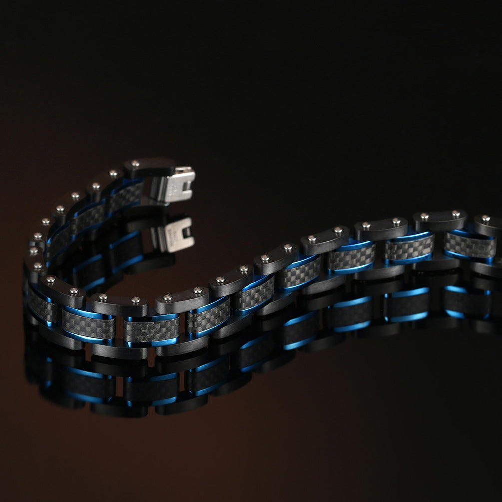 2001 |M| Stainless Steel & Carbon Fiber Link Bracelet
