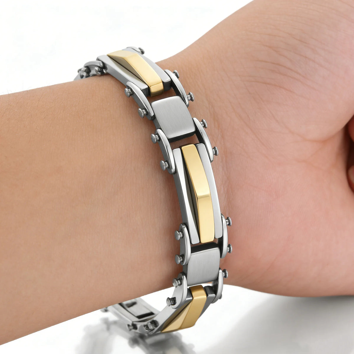 2004 |M| Multi-Layer Stainless Steel Geometric Bracelet